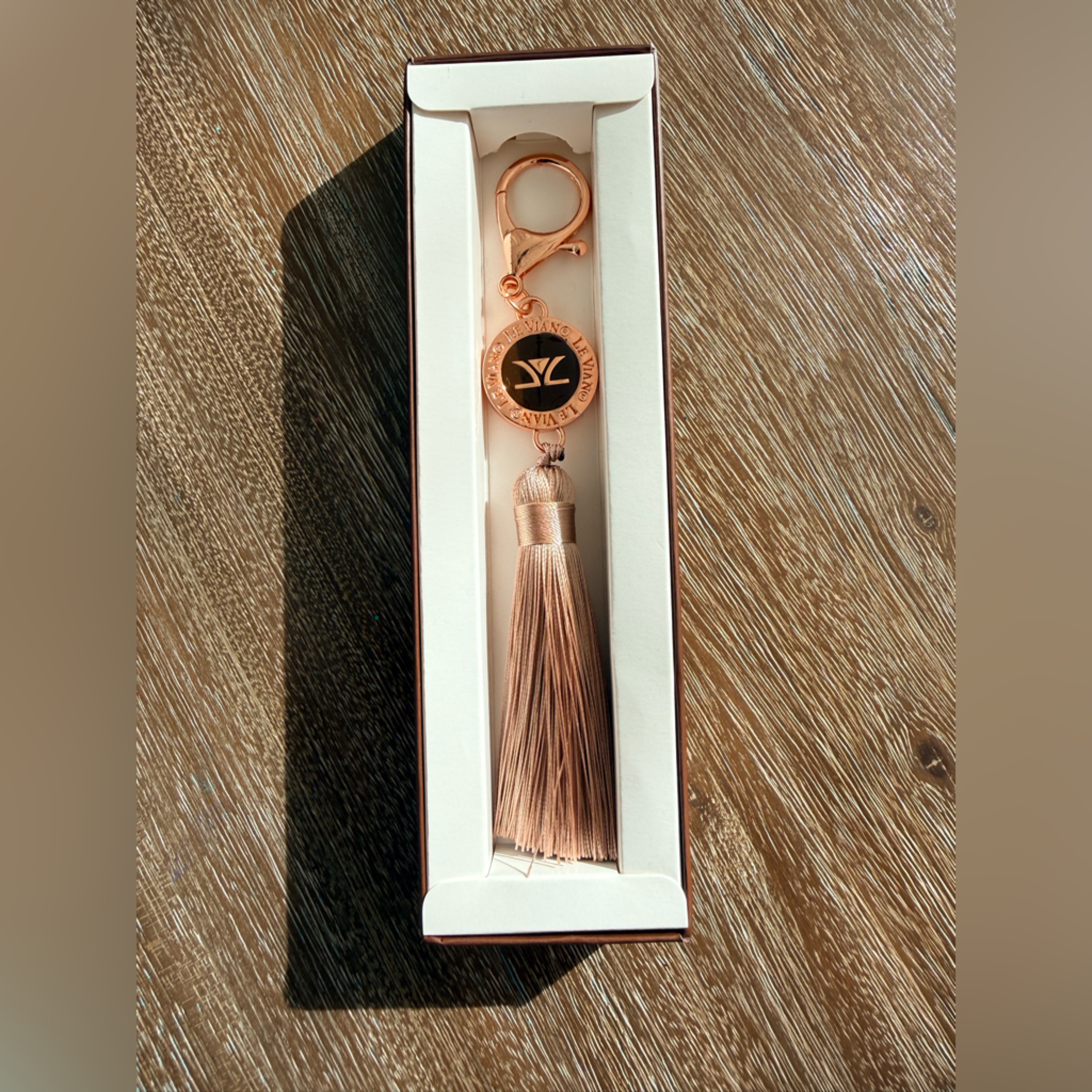 Le Vian Rose Gold Tone Tassel Keychain / Bag Charm Nib